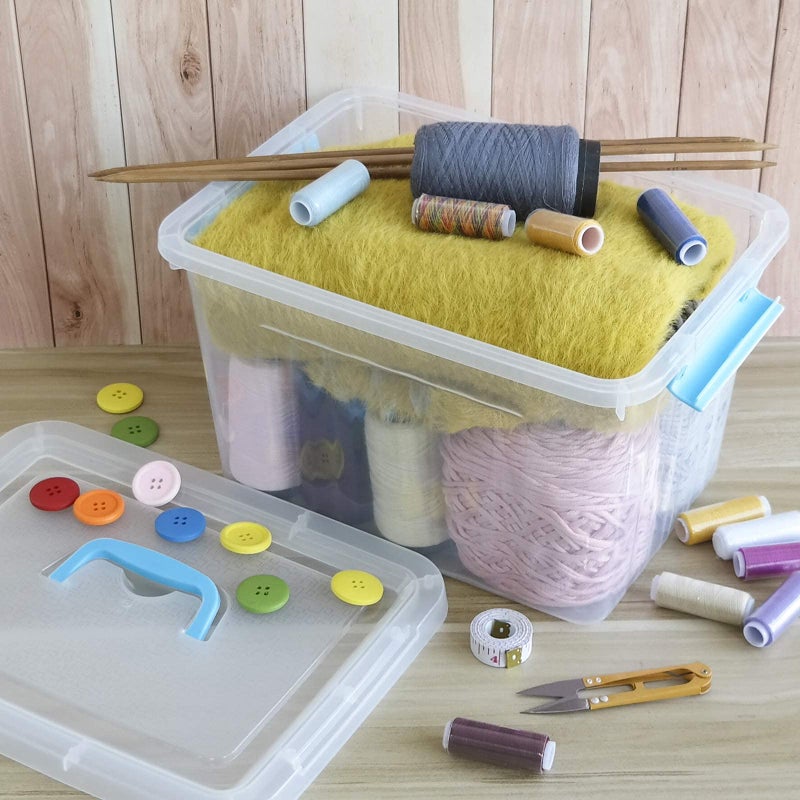 Doryh 12 L Plastic Storage Bin with Lid, Clear Transparent Box with Handles Set of 1 - Image 5
